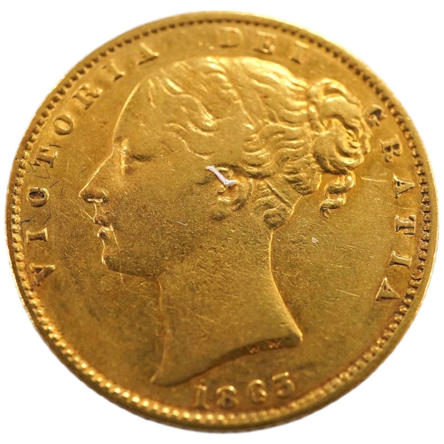 British gold coins, Victoria, gold sovereign 1863, die no. 3, fine